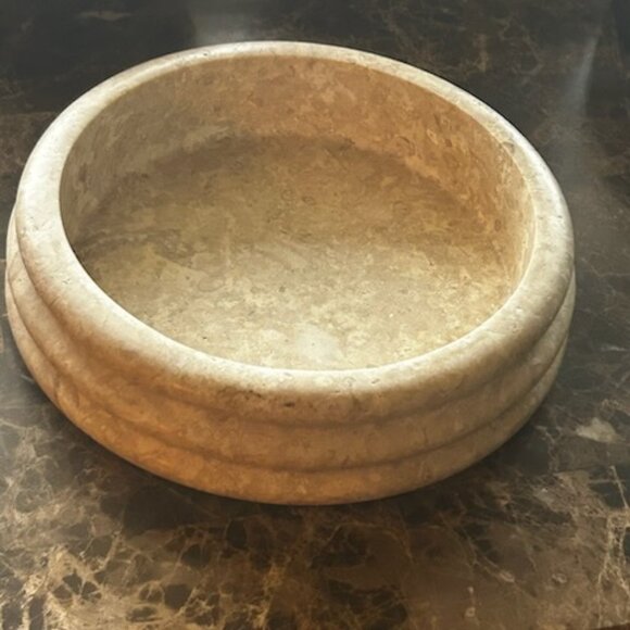 NWT Round Travertine Marble Vanity Jewelry Serving Tray Dish Trinket Organizer - Picture 7 of 9